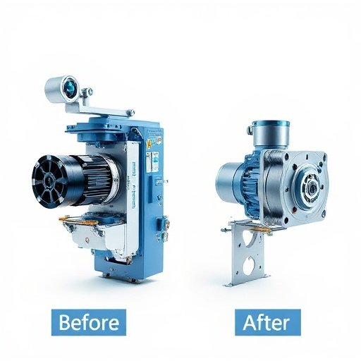 A comparison of a packaging machine before and after upgrading to frameless direct drive motors.