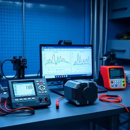 Electrical engineer workspace showing tools and software for servo drive sizing and motion control calculation.