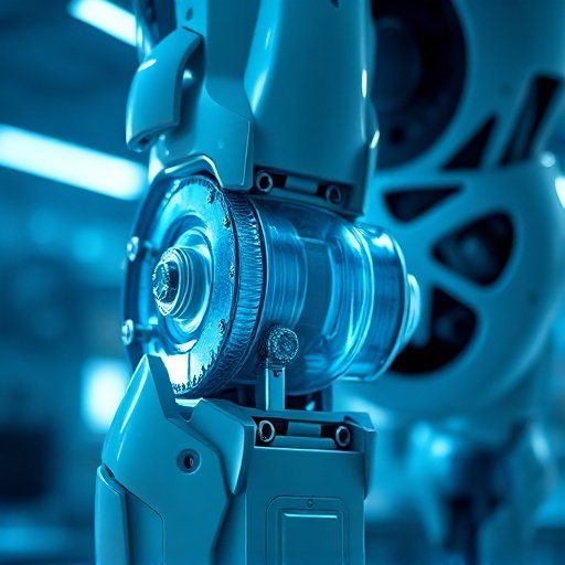 A close-up view of an advanced integrated joint module inside a future humanoid robot.