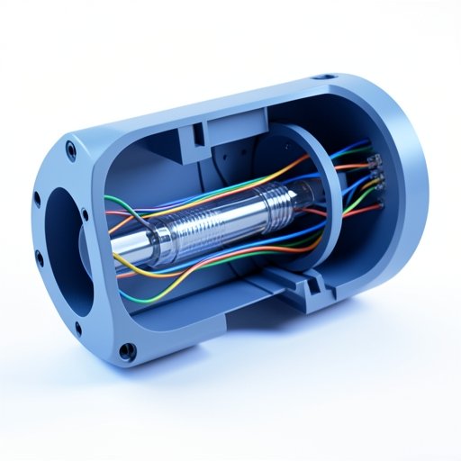 A technical view of internal cable management through the bore of a hollow shaft actuator.