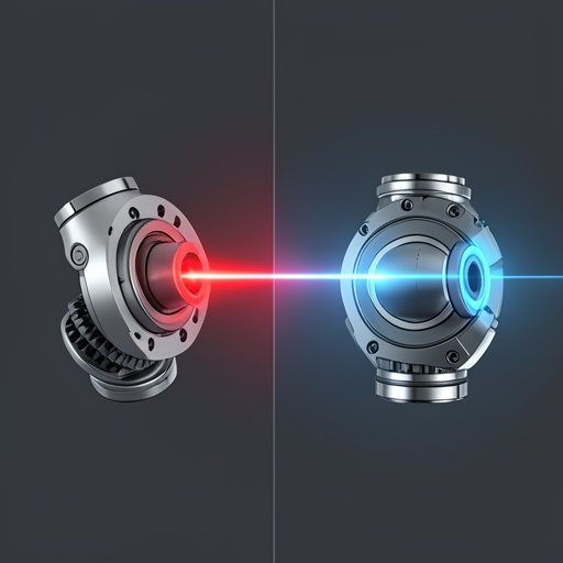 Technical comparison showing the difference between a low-stiffness and high-stiffness robotic joint under load.