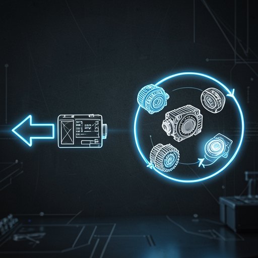 A technical diagram comparing open-loop step control with closed-loop servo motor feedback systems.