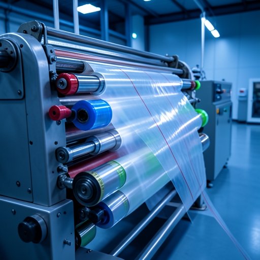 A high-speed rotary printing press utilizing advanced multi-axis synchronization for precise web handling.