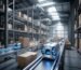 An advanced automated warehouse facility utilizing high-efficiency motion control systems and sorting conveyors.