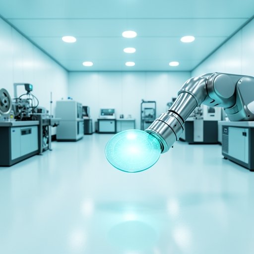 A cleanroom manufacturing robotic arm utilizing a fully sealed joint module for semiconductor and biotech production.