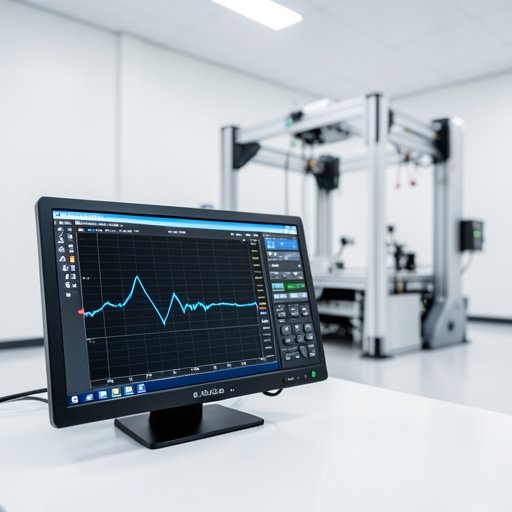 An oscilloscope screen displaying a clean, rapid settling time response curve for a point-to-point motion servo system.