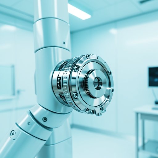 A precision rotary actuator integrated into a medical robotic arm for high-precision healthcare applications.