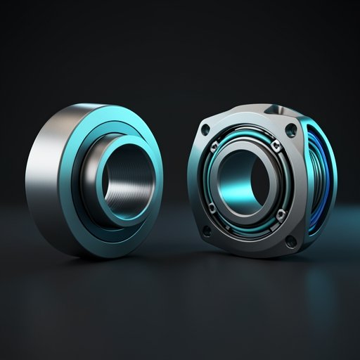 Technical comparison showing a solid shaft actuator on the left and a hollow shaft actuator with internal cabling on the right.